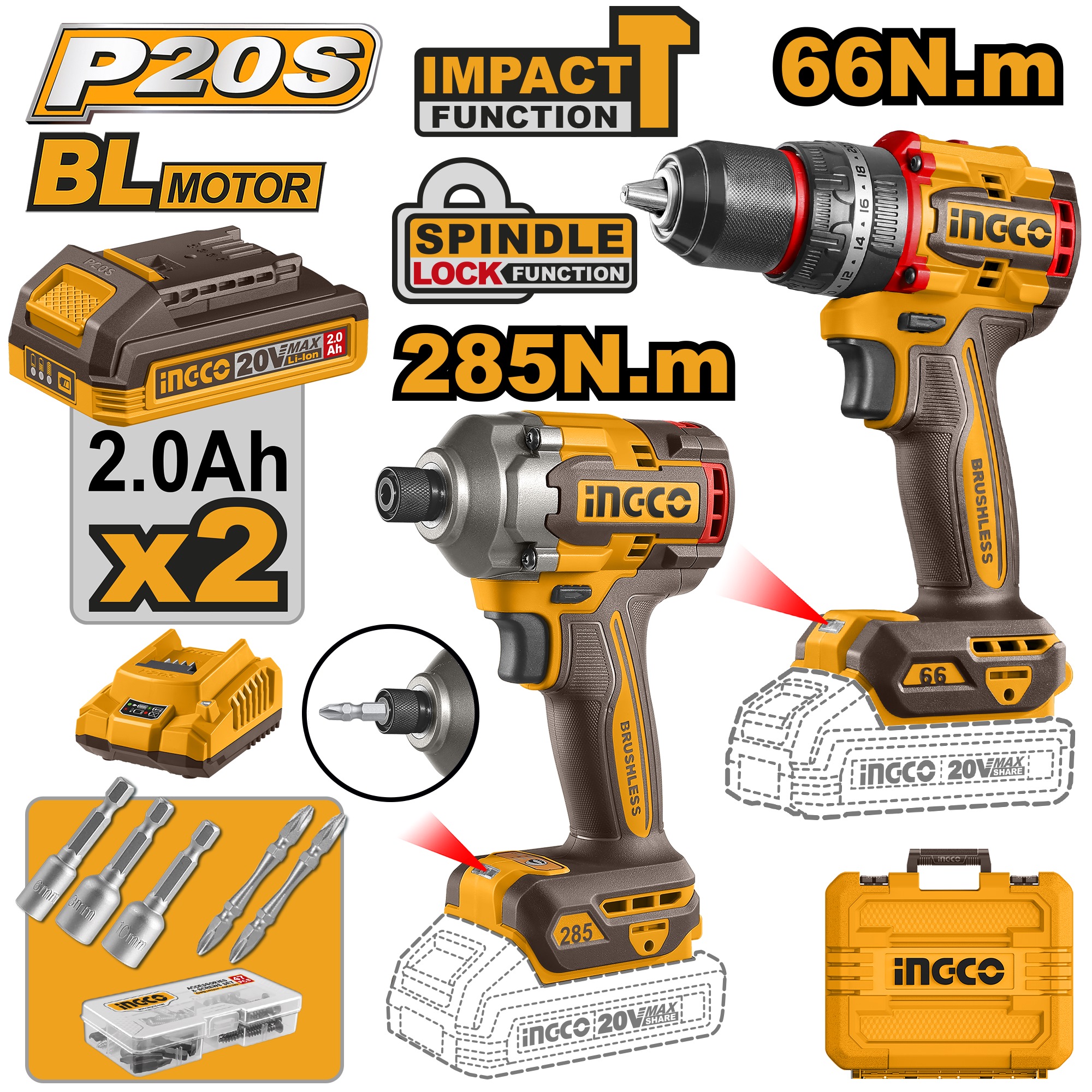 Cordless 2 Pcs Combo Kit