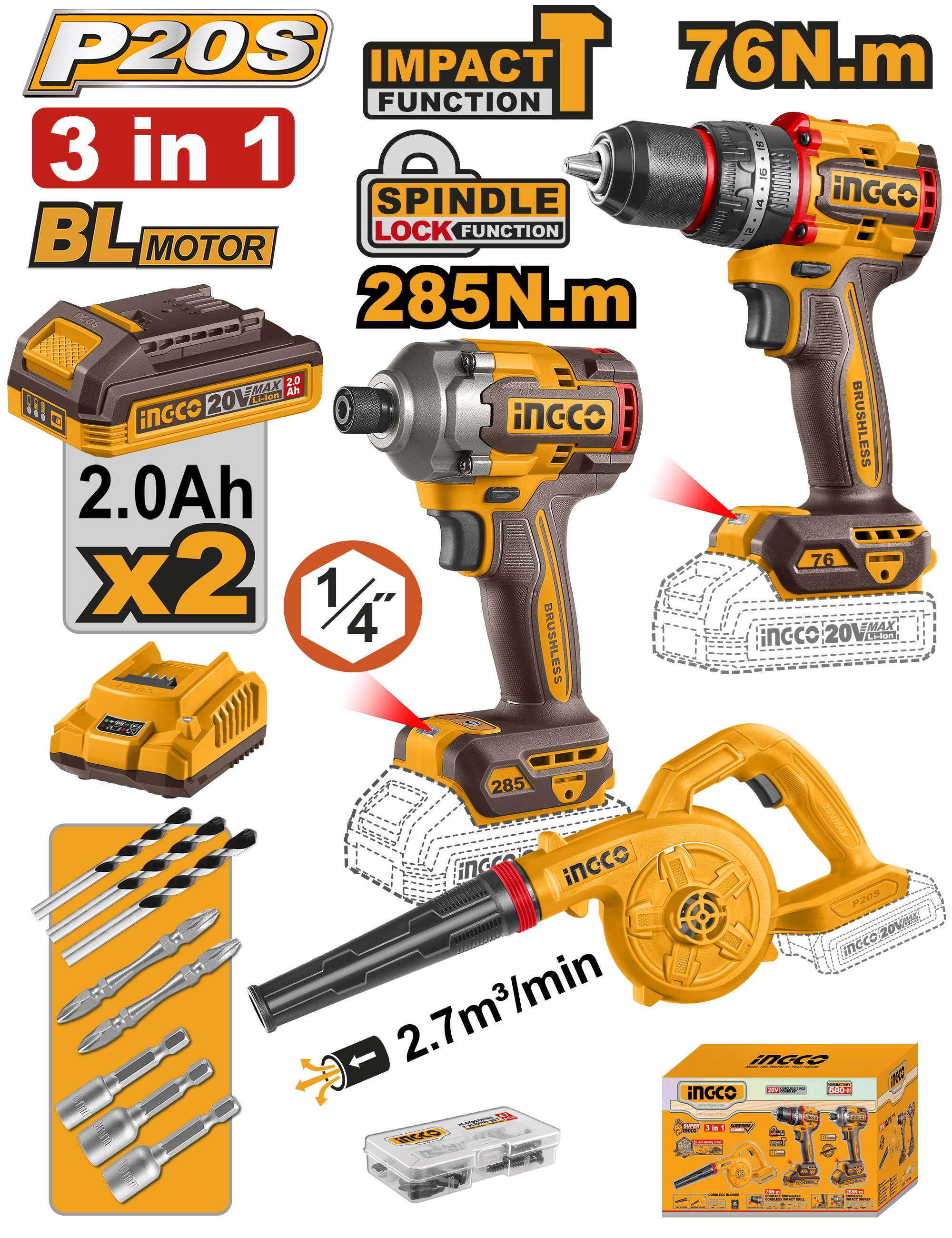 Cordless 3 Pcs Combo Kit
