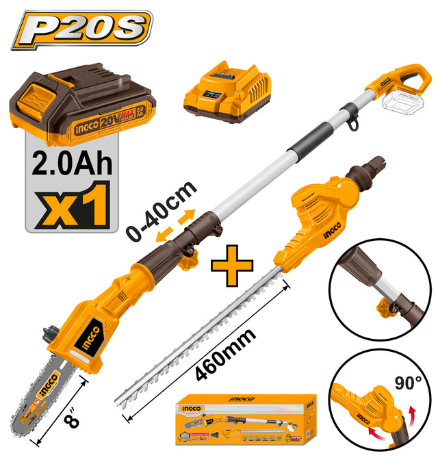 Lithium-Ion Pole Saw With Pole Hedge Trimmer