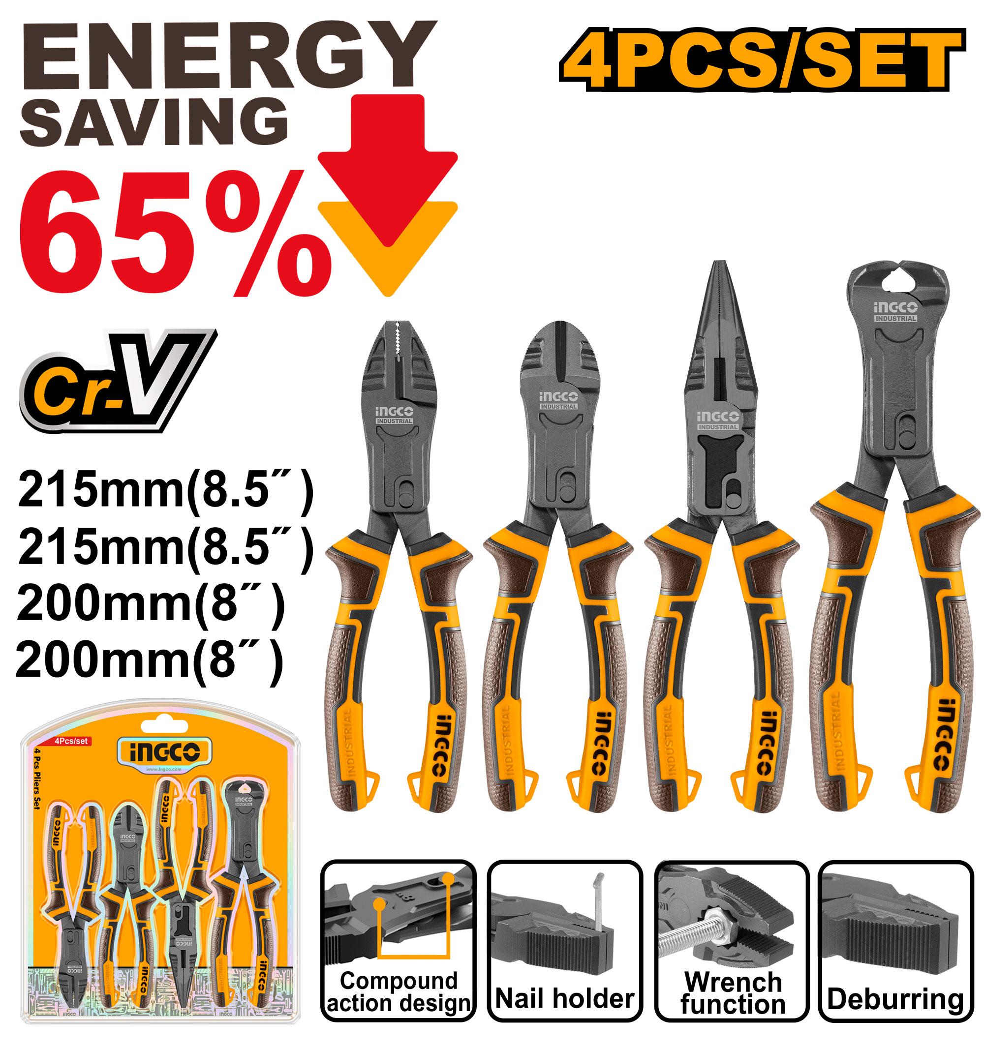 4 Pcs Compound Action Pliers Set