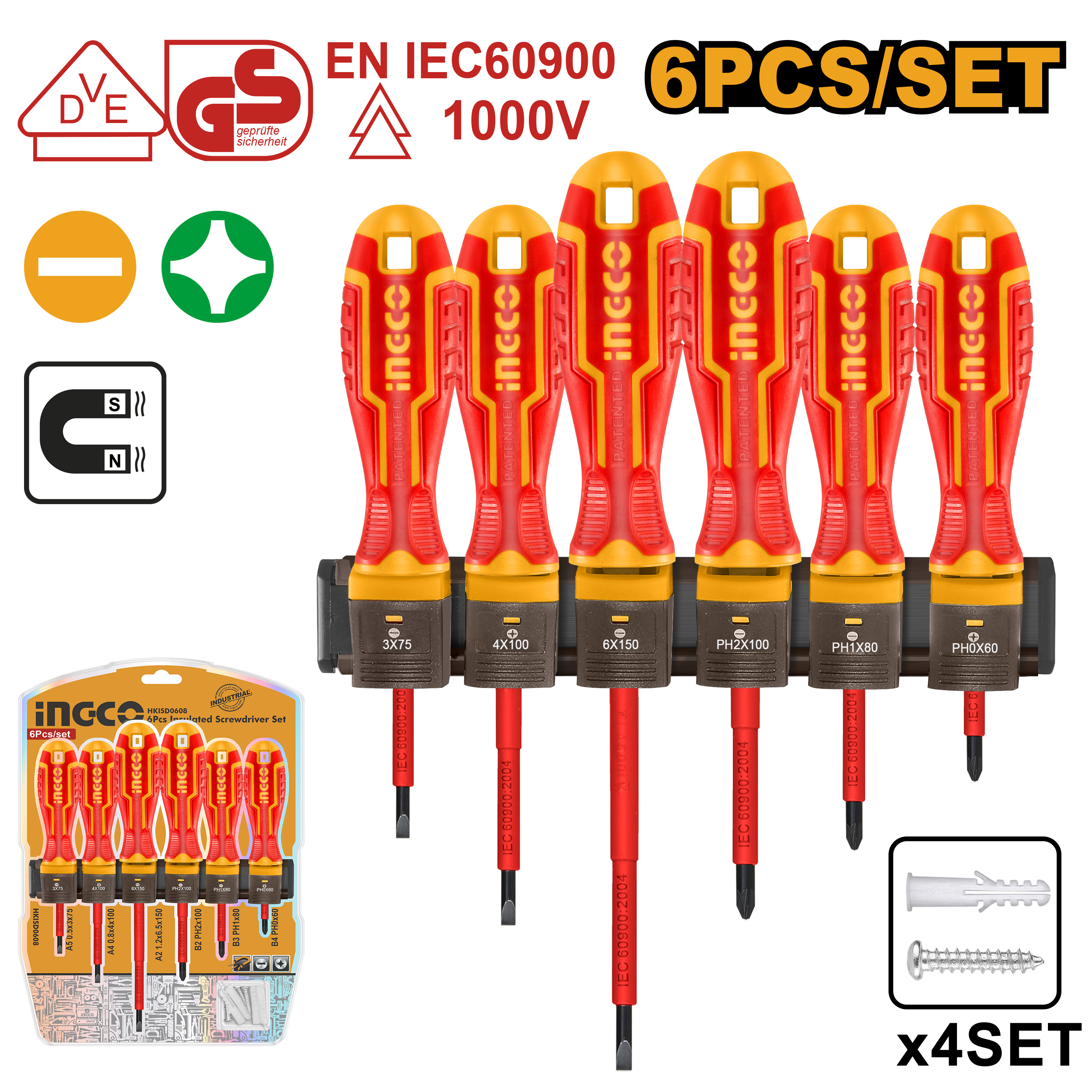 6 Pcs Insulated Screwdriver Set