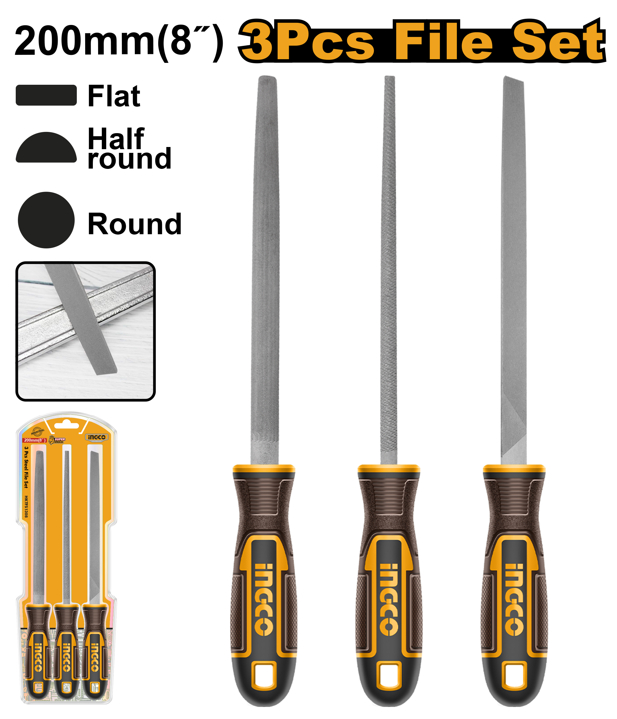 3 Pcs Steel File Set