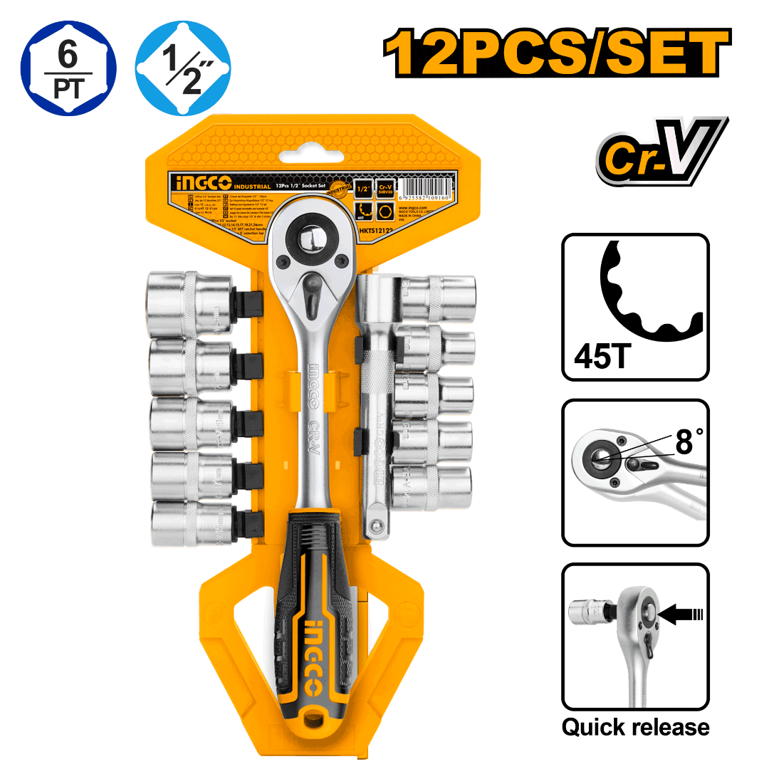 12 Pcs 1/2" Socket Set