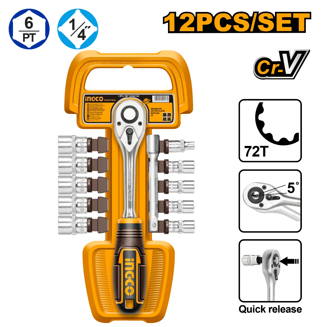12 Pcs 1/4" Socket Set