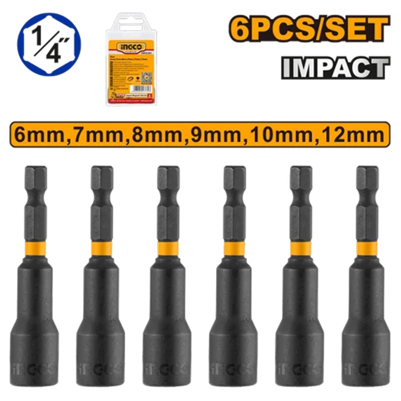 6 Pcs Impact Magnetic Nut Set
