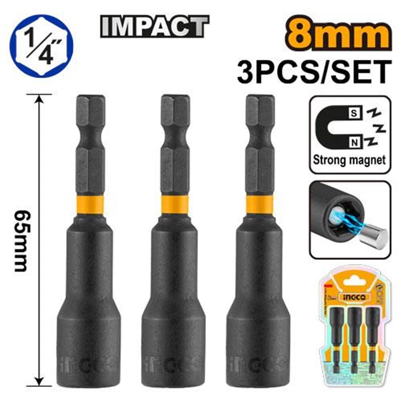3 Pcs Impact Magnetic Nut Set
