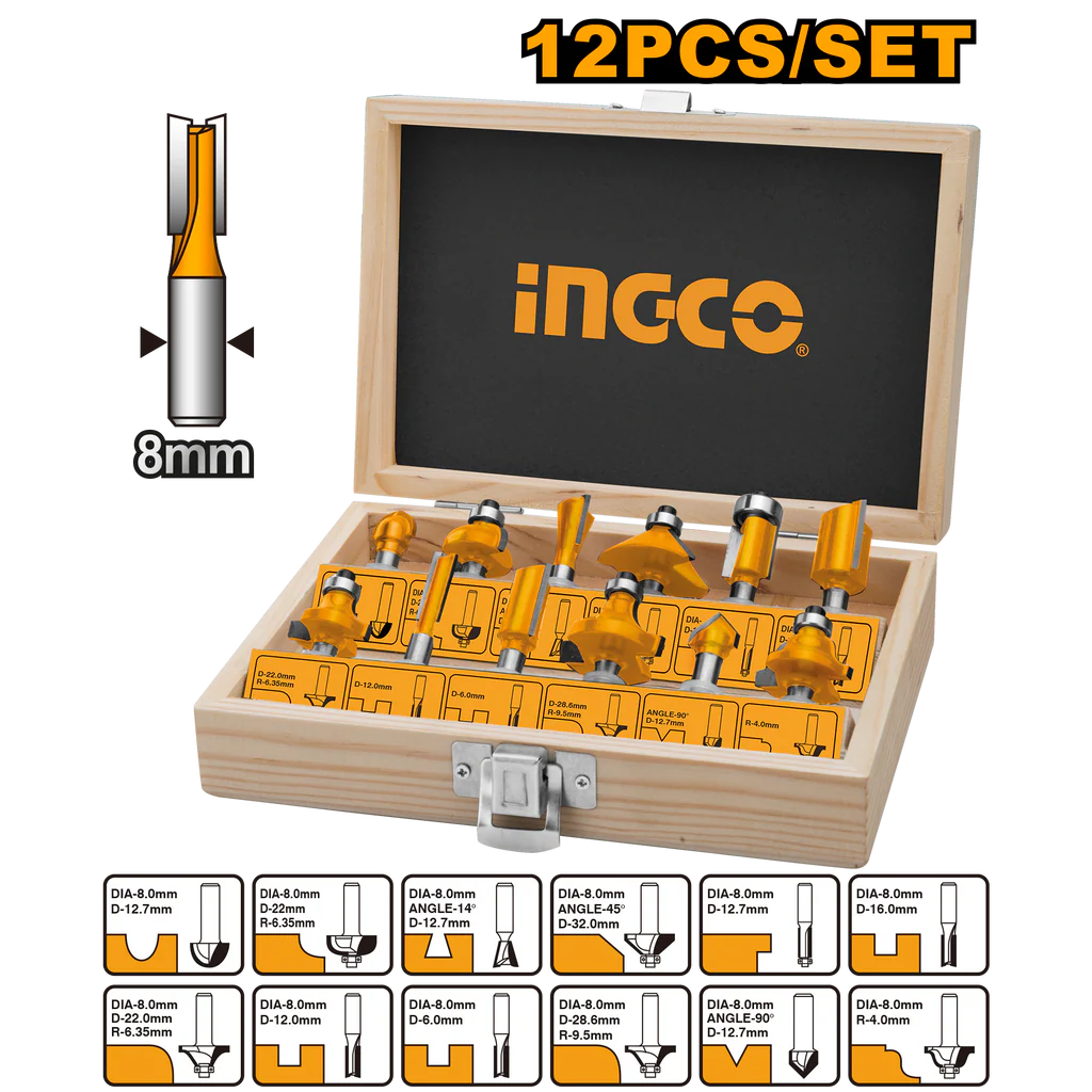 12 Pcs Router Bits Set(8Mm)