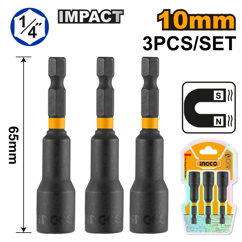 3 Pcs Impact Magnetic Nut Set