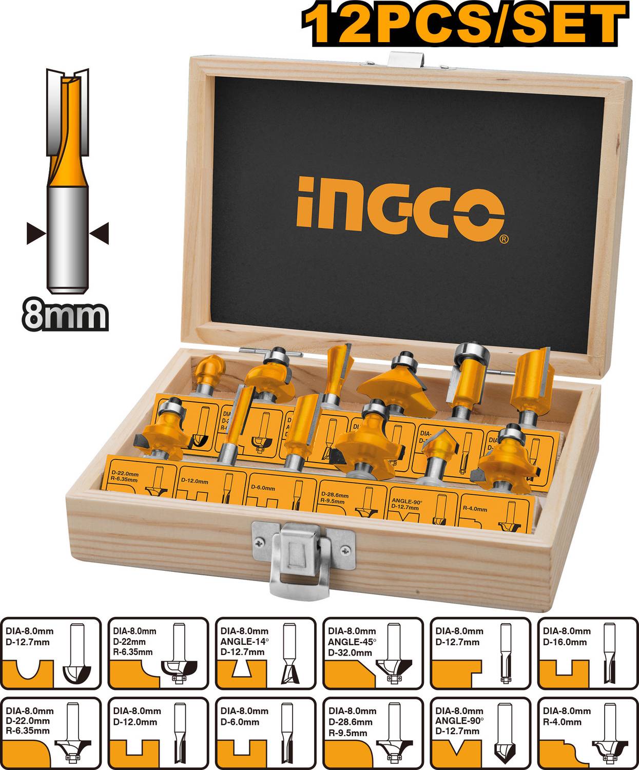 12 Pcs Router Bits Set(6Mm)