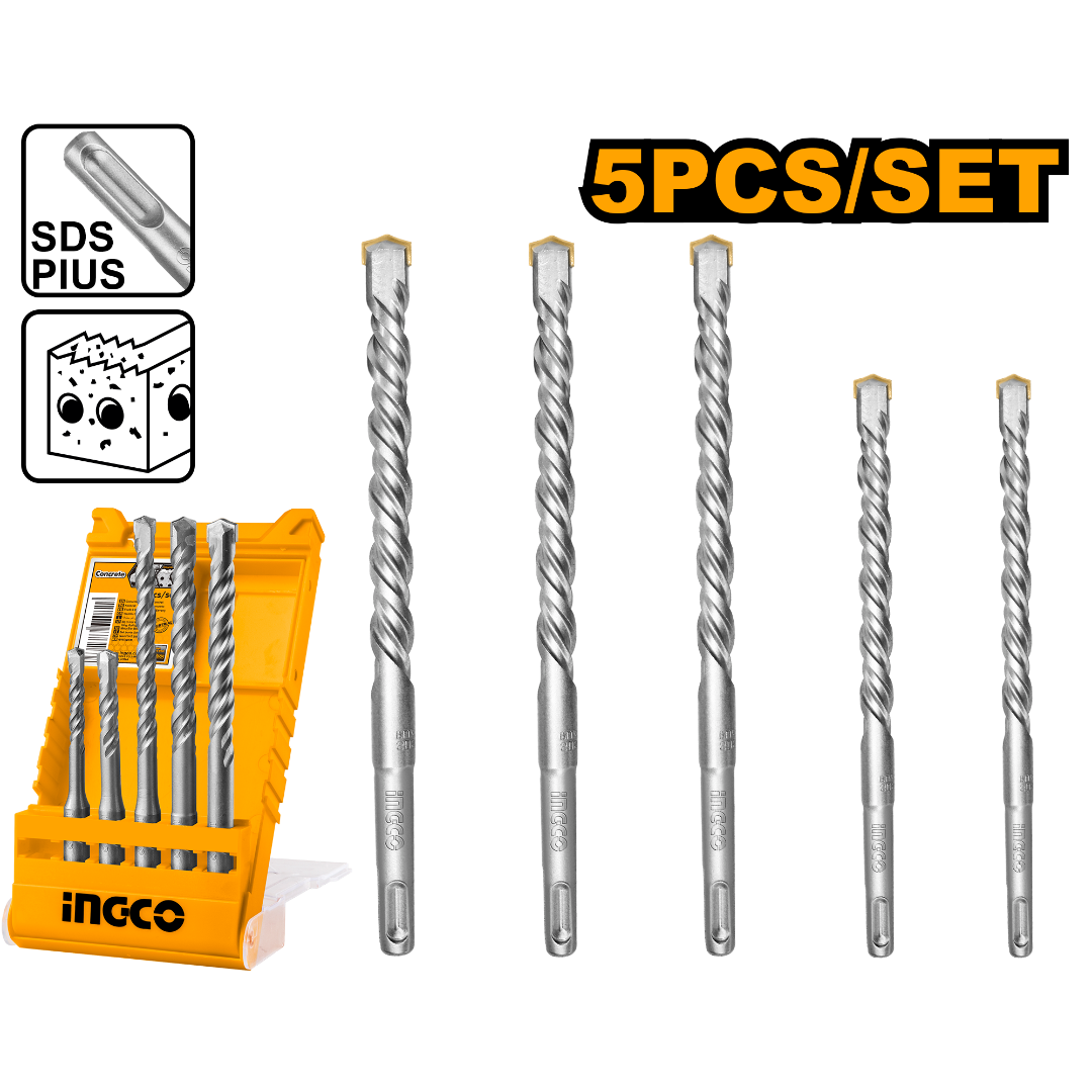 5 Pcs Sds Plus Hammer Drill Bits Set