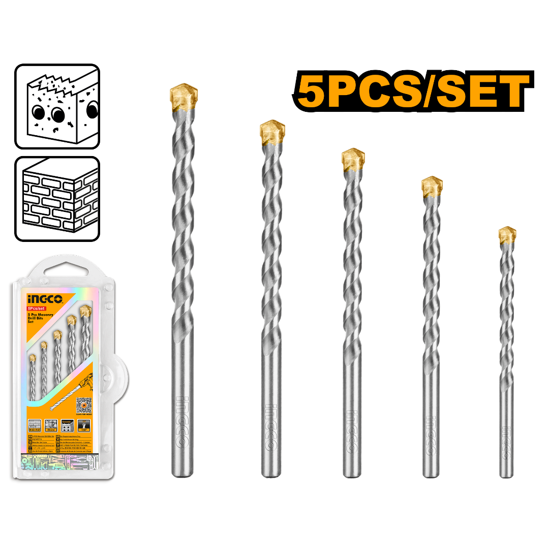 5 Pcs Masonry Drill Bits Set